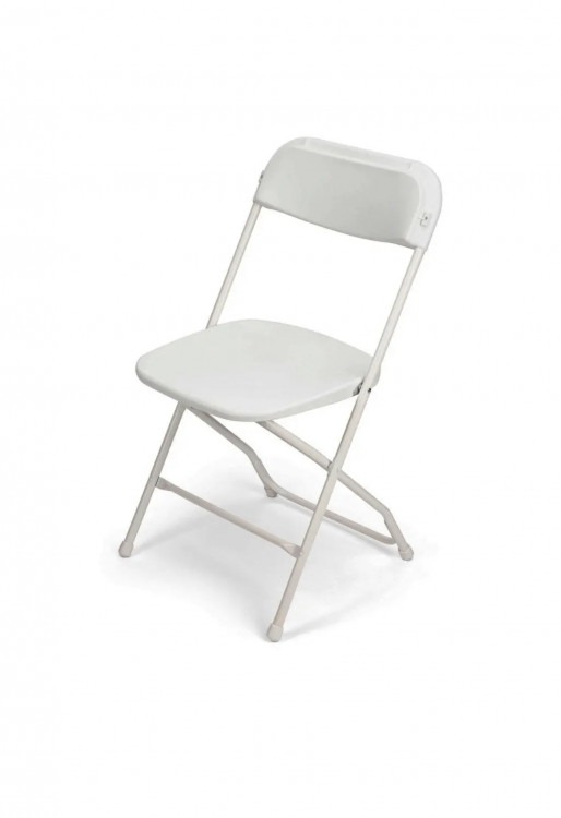 Light gray resin folding chairs